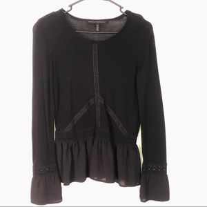 Lace Appliqué Long Sleeve Blouse